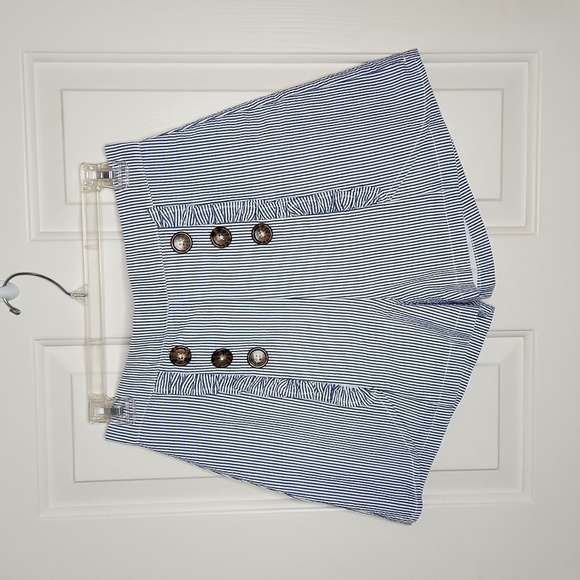 Lauren James Pants - LAUREN James Blue Seersucker Nautical High Rise Shorts Size M